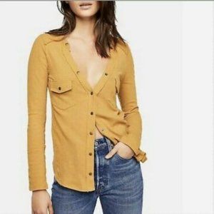 Free People We The Free Mustard Thermal Top